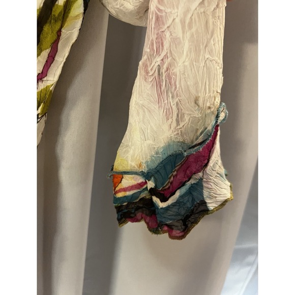 ALBERTO MAKALI Shirt Sz S Artsy Flowy Gauzey Colorful Pleated Art To Wear Spring - Picture 6 of 10
